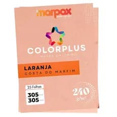 Papel Color Plus 240g 305x305mm Laranja Costa do Marfim Marpax 25fls