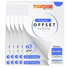 Papel Offset 63g Colegial 175x235mm Branco Liso Marpax 1000f