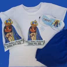 Kit pijama Nossa Senhora Aparecida adulto e infantil  com almofadada e máscara  de dormir personalizados