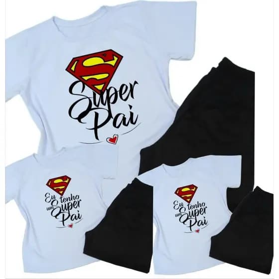 kit 3 pijamas presente dia dos pais personalizados (1 adulto + 2 infantil)