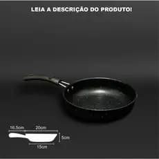 Frigideira Aço Inox 20x5cm p/ Fogão de Indução/ Eletrico e a Gás - Preto