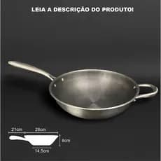 Frigideira Aço Inox 28x8cm p/ Fogão de Indução/ Eletrico e a Gás - Aço