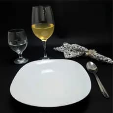 Conjunto c/06 Pratos Brancos Opaline Quadrado