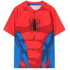 Camiseta Infantil Manga Curta Praia Proteção UV Marvel Spiderman Licenciado