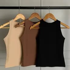 3 Regata Basica Lisa Blusa Feminina Suplex Forro Casual Blusinha Blogueira Regatinha Tendencia Moda