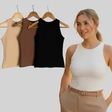 Regata Feminina Suplex Forro Basica Lisa Blusa Casual Blusinha Blogueira Regatinha  Moda Sem Bojo