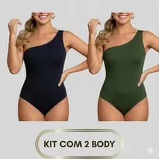 Kit 2 Bori Manga Nula Um Ombro Só Blusa Suplex Blogueira Moda Body Mula Manca Sem Bojo