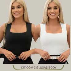 Kit 2 Bori Blusa Feminino Decote Quadrado Suplex Body Premium Modelo Regata Blogueira bory