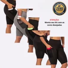 Kit 3 Bermuda Fitness Academia Feminina Com Bolso F7 NEW STYLE