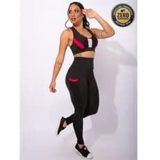 Conjunto Feminino Fitness Calça Legging Cintura Alta Com Bolso Tela E Top Nadador Tela Frontal Academia F7 NEW STYLE