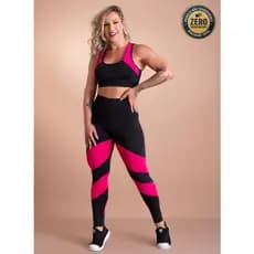 Conjunto Fitness Feminino Calça Legging Cintura Alta Detalhe Perna E Top Nadador Decote Costas Academia F7 NEW STYLE