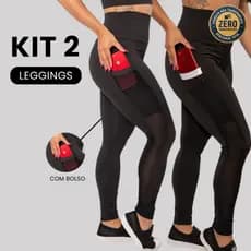 Kit 2 Calça Legging Com Bolso Newstyle Fitness Academia Feminina Cintura Alta