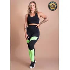 Conjunto Fitness Feminino Calça Legging Detalhe Cintura Alta E Top Nadador Liso Academia F7 NEW STYLE