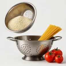 Kit Escorredor de Macarrão 20cm + Escorredor de Arroz 25cm Grandes Aço Inox Kit Cozinha