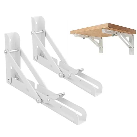 Kit 2 Mão Francesa Retrátil 25 cm Resistente Suporte Reforçada Para Prateleira Cantoneira Retrátil