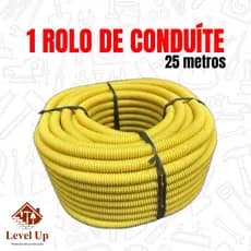 Conduíte Eletroduto Corrugado 3/4 Reforçado Flexível Amarelo 25 Metros