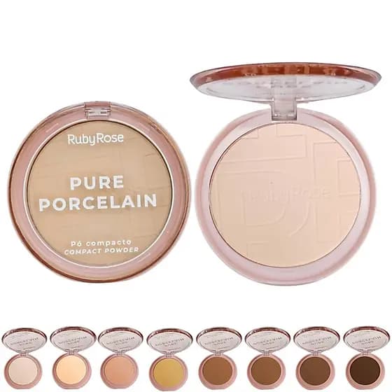 Pó Compacto Ruby Rose Pure Porcelain Acabamento Leve