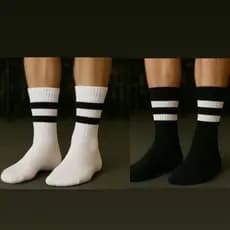 Meia Masculina Cano Alto Kit 3 a 12 Pares Confortável com Listras Ótima para Frio e Academia