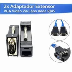 kit 2 Adaptador Extensor Vga Video Via Cabo Rede Rj45