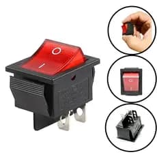 Chave Gangorra Iluminada Liga Desliga 4 Pólos 110/220v KCD4-201 Vermelho