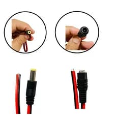 Kit 1 Par Cabo Fio Rabicho P4 Macho e Femea Positivo E Negativo Para Fontes CFTV e LED