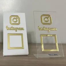 Placa Instagram Qr Code Balção Display Em Acrilico Envio Imediato