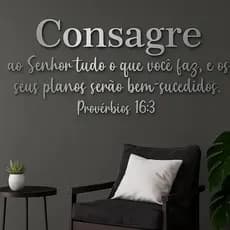 Espelho Decorativo Frase "Consagre" Provérbios 16:3 Acrilico Bíblica Refletivo Elegante Frase De Impacto