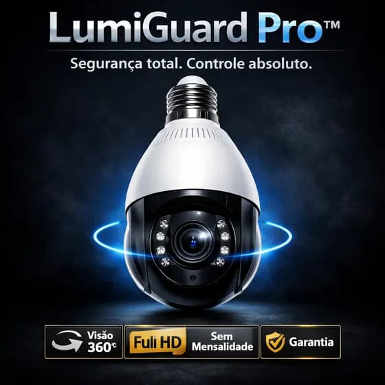 Câmera Lâmpada 360° Wi-Fi Full HD Visão Noturna Monitoramento pelo Celular LumiGuard Pro