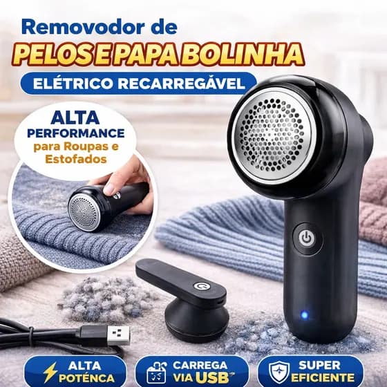 Removedor de Pelos e Papa Bolinha Elétrico Recarregável USB Tira Fiapos Roupas Estofados Alta Potênc