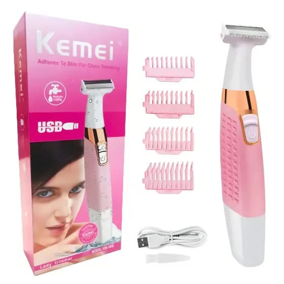 Aparador Depilador Elétrico Portátil Feminino 2 em 1 KMEI USB - KM-1900 Carregamento USB