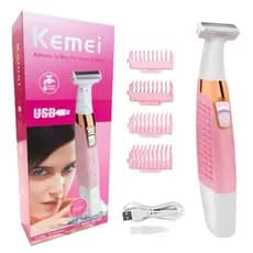Aparador Depilador Elétrico Portátil Feminino 2 em 1 KMEI USB - KM-1900 Carregamento USB