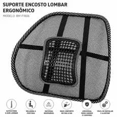 Suporte Encosto Lombar Ergonômico para Banco Automotivo e Cadeira Carro Postura Conforto BM-F1806