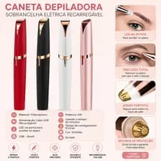 Caneta Depiladora Sobrancelha Elétrica USB Recarregável Bivolt Aparador Facial Sem Dor LED Removedor