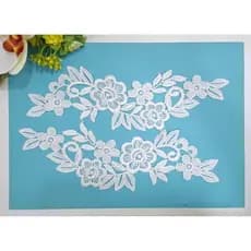 Renda Guipir Flor Aplique com 2 peças Véu Artesanato Decoração Bordado Gola Off White Brilhante X 26 cm