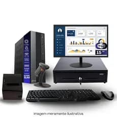 Kit PDV TOB i5 4ªG 8GB SSD 240GB Win11 Rede S/Fio Teclado Mouse Monitor 15" Gvt. Dinheiro  Imp Térmica Leitor Cód Barras