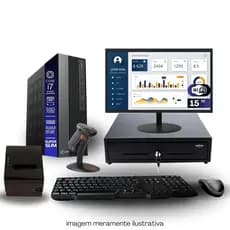 Kit PDV TOB i7 4ªG 8GB SSD 240GB Win11 Rede S/Fio Teclado Mouse Monitor 15" Gvt. Dinheiro  Imp Térmica Leitor Cód Barras