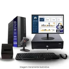 Kit PDV TOB i7 4ªG 16GB SSD 480GB Win11 Rede S/Fio Teclado Mouse Monitor 15" Gvt. Dinheiro Imp Térmica Leitor Cód Barras