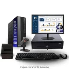 Kit PDV TOB i7 4ªG 16GB SSD 480GB Win11 Rede S/Fio Teclado Mouse Monitor 19" Gvt. Dinheiro Imp Térmica Leitor Cód Barras