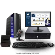 Kit PDV TOB i7 6ªG 8GB SSD 240GB Win11 Rede S/Fio Teclado Mouse Monitor 19" Gvt. Dinheiro  Imp. Térmica Leitor Cód Barra