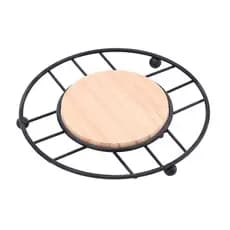 Descanso de Panela de Madeira Porta Panelas Bambu Inox 18cm Mek