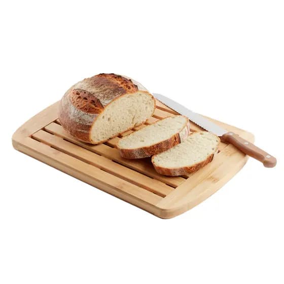 Migalheira Tábua para Cortar Pão de Bambu Madeira Bandeja Porta Migalhas 36x24cm Haüskraft
