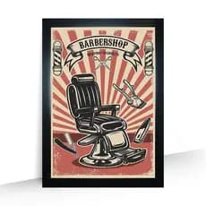Quadro Cadeira Barbeiro Retrô Barbearia moldura 44cm