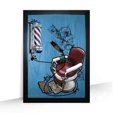 Quadro Cadeira Barbeiro Vintange Desenho 44cm