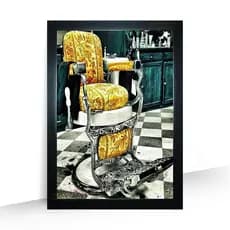 Quadro Decorativo Cadeira Barbeiro Antiga moldura 44cm