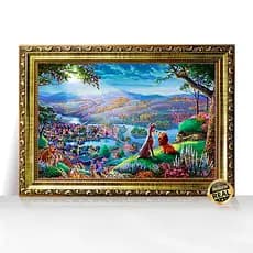 Quadro Decorativo A3 A Dama e o Vagabundo Cena Clássica Disney Moldura Trabalhada