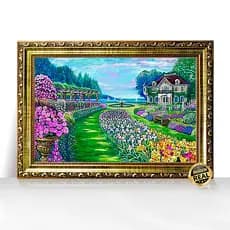 Quadro Decorativo A3 Jardim do Paraíso Fonte Fantasia Encantadora Moldura Trabalhada