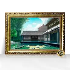 Quadro Decorativo A3 Casa Japonesa Anime Paisagem 3D Oriental Moldura Trabalhada