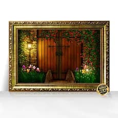 Quadro Decorativo A3 Ponte Fantástica Iluminada Arte Digital Encantadora Moldura Trabalhada
