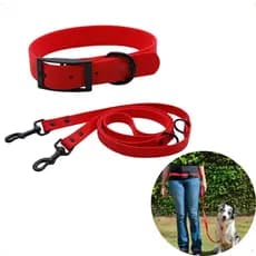 Coleira E Guia Para Cachorro Mãos Livres Passeio Corrida Resistente Silicone