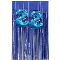 Kit 2un Balão Balões Número +1 Cortina Metalizada cor Azul